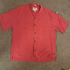 Bamboo Cay Shirt Adult Large Red Silk Palm Tree Short Sleeve